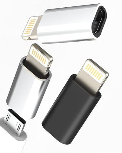 Adaptador Micro USB Hembra a Lightning Macho(3 Pack)para iPhone 14 Pro Max para Android Cable para Apple Cargador Conector Enchufe Lighting Jack Accesorios para iPad Datos Cargar Convertidor Conexión