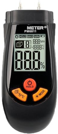 Koolenry Digitaler Feuchtigkeitsmesser für, Papier, Sperrholz, Gipswände und Böden. Präzise Messung Des Feuchtigkeitsgehalts mit LED-Anzeige.