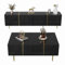 Pangshiyuan Ensemble meuble TV et table basse modernes avec finition noire brillante, charnières amortissantes à fermeture douce, accents dorés, espace de rangement pour salon, 170 x 35 x 46 cm, 100 x