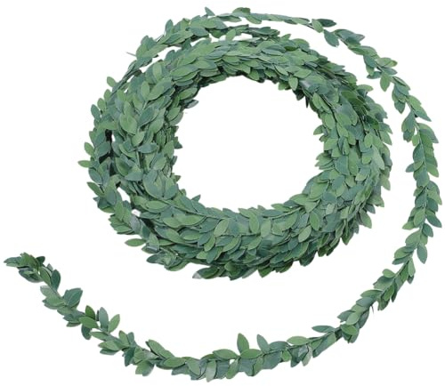 SOFPLATE 24.6 Feet/7.5m Green Leaf Vines Garland Artificial Ivy Garland Simulated Plastic Greenery Wreath Vine Iron Wire Rattan for Wedding Party Table Centerpieces Fireplace Room Wall Headband Decor