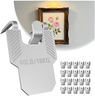 20pcs Claw Picture Hangers, Drywall Picture Hanging Claw, Up to 40lb Stainless Steel No Nails Required Wall Picture Hangers Claws, Plasterboard Mirror Hooks Holds for Mirror Frame Photo Artwork Poster