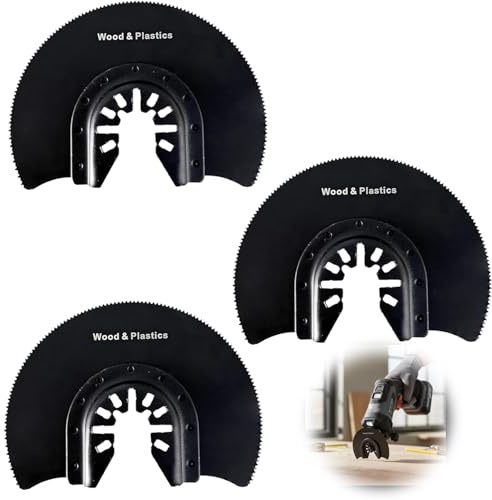 3 Pcs 88mm Oscillating Saw Blades, High Carbide Oscillating Multi Tool Quick Release Hybrid Vibrating Kit for Cutting Wood Plastic, Drywall Compatible with Dewalt, Ryobi, Multitool Accessories