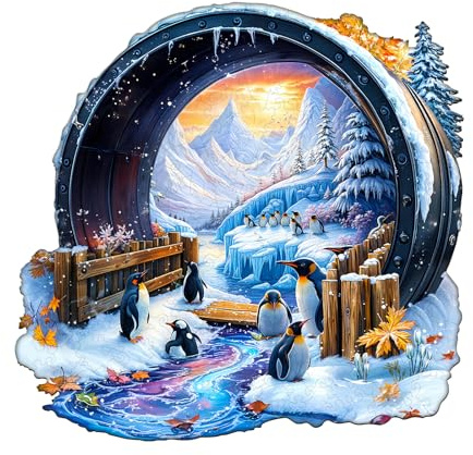 Jigfoxy Holzpuzzle für Erwachsene, Pinguin Holz Puzzle, einzigartiges Tierpuzzle aus Holz, Geschenk zu Weihnachten für Familie und Freunde, L-34 * 34cm-270Teile