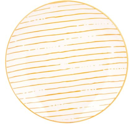 KASANOVA Piatto piano bianco righe gialle porcellana Mix e Match