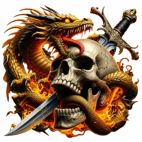 Drachen Totenkopf Aufkleber – Dragon Skull Vinyl Sticker für Auto, Motorrad, Helm, Laptop & Fenster, Wasserdicht, Wetterfest, Selbstklebend (Drachen Schädel)