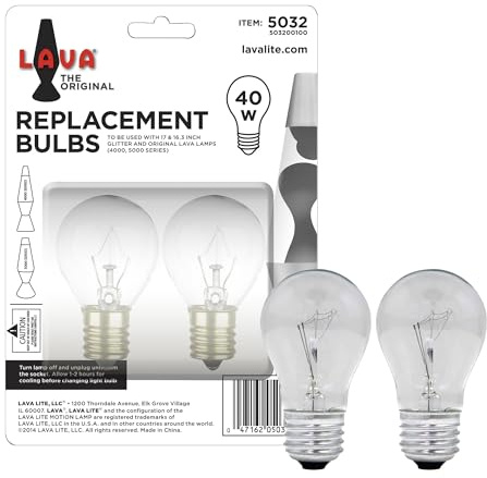 Lava 5032-6 40-Watt Replacement Item #5032 Light Bulb, 2 Count (Pack of 1), Clear