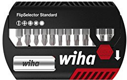 Wiha Bit Set FlipSelector Standard 25 mm gemischt 13-tlg. 1/4 (39078), Bithalter, Set, Öffnen per Knopfdruck, schneller Bitwechsel, passt in die Hosentasche