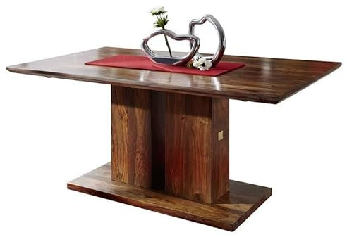 MASSIVMOEBEL24.DE Palisander massiv Holz Möbel lackier Säulentisch 220x100 Sheesham massiv Möbel Massivholz walnuss Duke #139