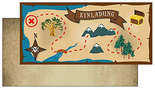 Postkarten-Style Einladungskarten Schatzsuche Einladung 1559 (10 Einladungskarten mit Kuverts)