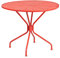 Flash Furniture Oia-Mesa Redonda de Acero para Interiores y Exteriores de 35.2 Pulgadas con Agujero para sombrilla, Metal, Coral, 35.25 Round
