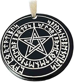 Germanenschmuck Magisches Hexenamulett mit Runen (Kettenanhänger aus Horn)