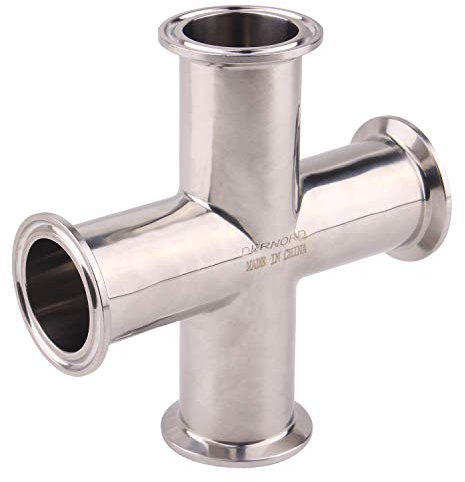 dernord 4 Wege Kreuz Klemme passt 3,8 cm-Clamp-Klammer Sanitär Armatur Edelstahl-304, 38 mm Rohr OD Pipe OD:38mm