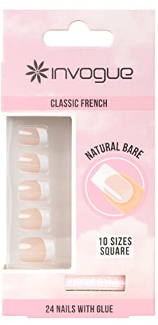 Invogue Acrylic Square Nails - French Bare (24 Pieces)