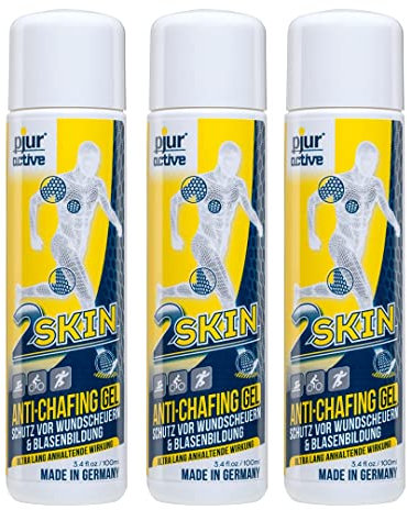 pjuractive 2SKIN - Anti-Chafing-Gel - Nie mehr Blasenpflaster & Wundscheuern - unsichtbarer & wasserfester Hautschutz - 100ml (3er Pack)