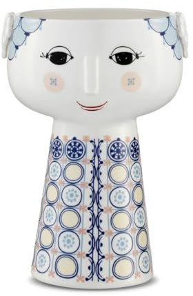Bjørn Wiinblad Eva Vase, Porzellan, Blau, 12.5 cm, Höhe: 18,5 cm Durchmesser: 12,5 cm