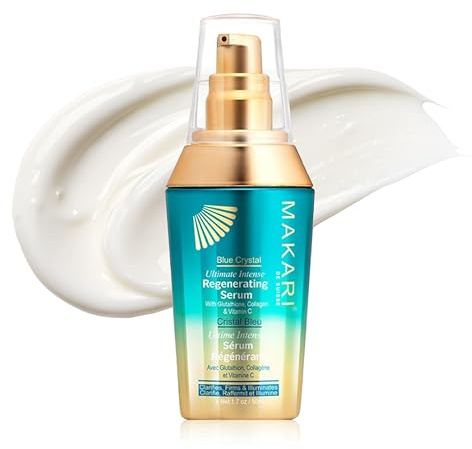 Makari Blaues regenerierendes Kristall Serum 1,7 oz - Aufhellendes und straffendes Körperserum mit natürlichem Glutathion, Anti-Aging, hellt dunkle Flecken auf und sorgt für einen gleichmäßigen Teint