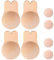 Memoryee Women's Push Up Adhesive Silicone Invisible Rabbit Bra Reusable Lifting Bra Cups Nipple Cover/Beige-2Pair/XL(E/F Cup)
