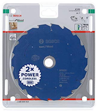Bosch Professional 1x Kreissägeblatt Expert for Wood (Holz, Sägeblatt Ø 190 x 30 x 1,5 mm, 18 Zähne, Zubehör Akku Kreissäge)