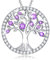 Agvana Birthstone Necklace Citrine Amethyst Emerald Peridot Tree of Life Necklace Jewelry for Women Teen Girls Anniversary for Wife Sterling Silver Necklace, 16+2 Inches Extender