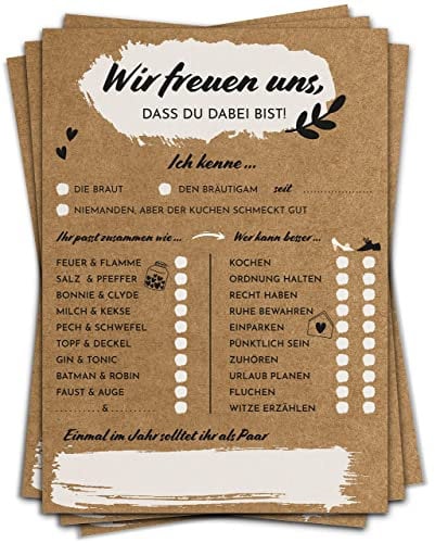 Sophies Kartenwelt Hochzeitsspiel Karton - 52 Vintage Postkarten zum Ausfüllen - Hochzeitsgeschenk & kreative Alternative zum Gästebuch