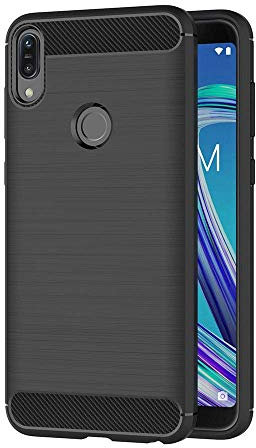 COPHONE® Coque Compatible ASUS Zenfone Max Pro (M1) ZB601KL Coque Fibre de Carbone Noir antidérapente. Housse Souple Haute Protection, Anti Choc.