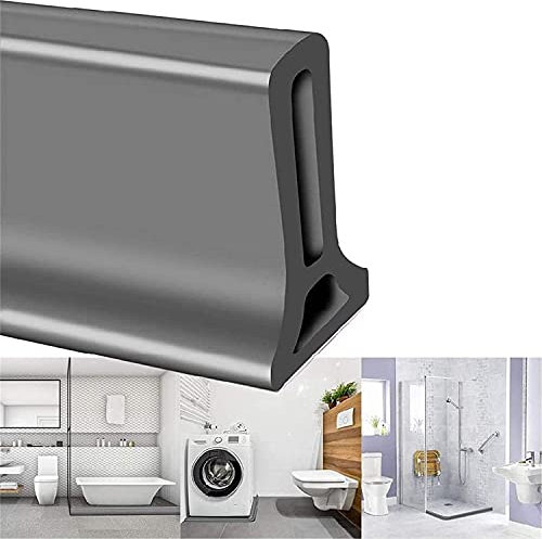 Duschdichtung Duschkabinen Dichtung,Faltbar Silikon-Dichtung flexibel, für Feuchtraum, Dusche, Badezimmer Wasserrückhaltestreifen (220 cm/86.6 in,Grau)