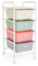 VonHaus Storage Trolley, 4 Drawer Pastel Wheeled Makeup Trolley, Durable Storage with Plastic Drawers, Chrome Frame & 360° Wheels, Versatile Organiser for Bedroom, Bathroom, Home Office