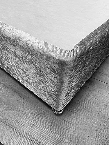 Cache-sommier en Velours écrasé entièrement élastique pour lit Simple, Double, King Size, Super King Size (Argent, Super King Size)