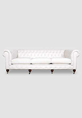 jvmoebel XXL Sofa 4 Sitzer Couch Chesterfield Polster Sitz Garnitur Leder Weiß Textil