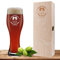 Weizenglas mit Name und Wunschmotiv graviert inkl. Geschenkbox, Bierglas 0,5l mit gravierter Holzbox, individuelles Geschenk, personalisiertes Weißbierglas - Motiv Genussmensch