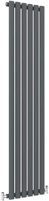 Anthracite Vertical Radiator 1600x354mm Oval Single Panel Column Designer Radiator Central Heating