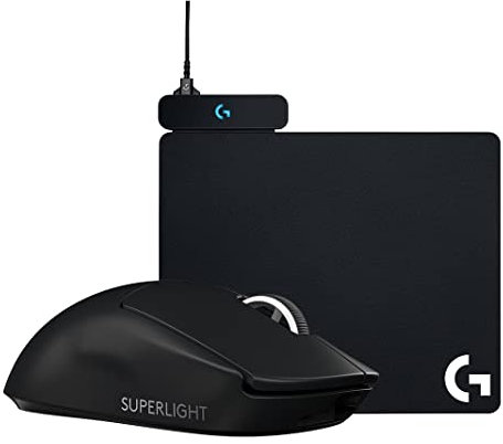 Logitech G Pro X Superlight Souris Gamer sans Fil, Ultra-Légère 63g, Batterie Longue Durée, PC/Mac, Noire et Logitech G POWERPLAY Tapis de Souris Gamer, Système de Charge Gaming