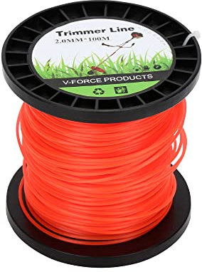 Jiubiaz Trimmerfaden Freischneider Faden, Trimmer Schnur Rasen Mähfaden Rund Nylon Ersatzfaden Rasentrimmer Faden Profi-Faden Rasen Durchmesser 2,0 mm x 100 m, Orange Rot