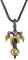 Cherbijou Dragon Sword Necklace Cool Jewelry for Men Brass Punk Monster Wing Necklace Silver Sword and Black Dragon Cross Pendant with Birthstone, 30*60MM, Copper Cubic Zirconia, Tourmaline