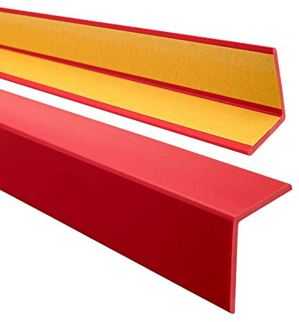 Quest Cornière PVC 40x40mm – Profilé d’Angle de Protection autoadhésif, Souple, Baguette pour rebords et Coins – Rouge, 100cm