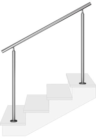 Handlauf auf 2 Pfosten aus Edelstahl V2A, 1-2 m, aufgesetzte und vorgesetzte Montage (100 cm, aufgesetzt)