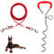 JETOP Heavy Duty Dog Stake & 10 ft Dog Chains, Steel Spiral Ground Dog Spike for Outdoor Yard and Camping, Dog Camping Accessories for Puppy Pet and Medium Dogs (176 lbs of pull) (Red)