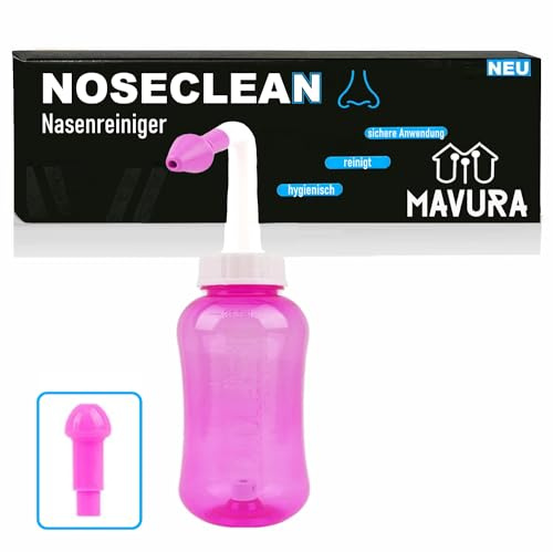 NOSECLEAN Premium Nasendusche Nasenspülung Nasenspüler, Nasenreiniger Nasenreinigung Erkältung Allergie (Pink)