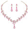 Prosy Braut Strass Halskette und Ohrring Set Kristall Halskette Braut Party Hochzeit Schmuck Sets für Frauen und Mädchen (Rosa)