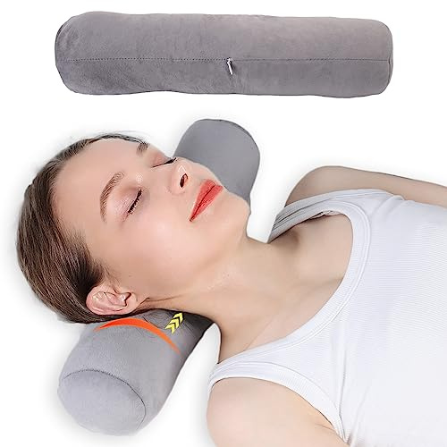 Anti Cellulite Health Cervical Neck Roll, Comfortable and Highly Resilient Bolster Pillows, Round Neck Pillows Support for Sleeping | Large Size Bolster Pillow for Bed, Legs, Back and Yoga (Grey)
