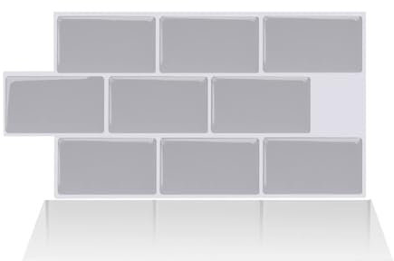 Alwayspon 3D-Vinyl-Wandfliesen-Aufkleber, selbstklebend, wasserdicht, Spritzschutz, für Küche, Badezimmer, Wand, 30,5 x 15,2 cm, Grau, 10 Blatt