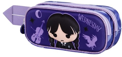 Wednesday Chibi-3D Doppelfedermäppchen, Lila, 22 x 9,5 cm