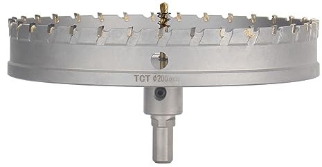 Vearter TCT Hole Saw, 200mm Carbide Bit with Pilot Drill, Cutter for Hard Metal, Stainless Steel, Mild Steel, Aluminium Alloy, Copper, Iron, Plastic and Fiberglass