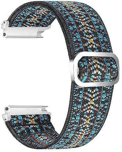 Lamshaw Elastisches Uhrenarmband, 18 mm, 20 mm, 22 mm, Schnellverschluss, dehnbar, Nylon, verstellbares Ersatzband, Zubehör, Sportband für Damen und Herren (20 mm, Boho-Himmelblau)