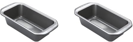 Circulon Momentum 9 Inch Loaf Tin - Non Stick Loaf Tins for Baking 23cm x 13cm, Dishwasher Safe Carbon Steel Bakeware, Grey (Pack of 2)