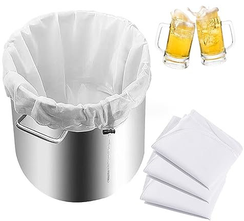 4pcs sacca da filtraggio riutilizzabile 22x26 pollici in rete fine 250 micrometri per brodo di birra panna per formaggio per la frutta Pressa bianca
