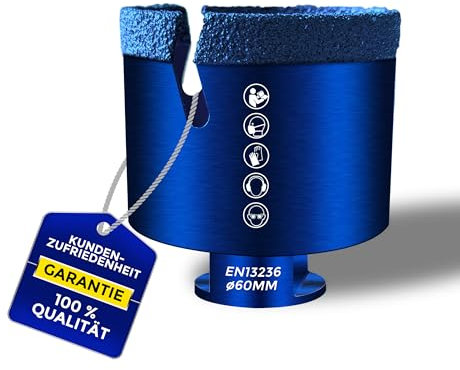 BERGMANN ® ∅ 60mm x M14 | Profi Fliesenbohrer Diamantbohrer Granitbohrer | Winkelschleifer Feinsteinzeug Fliesen Keramik Granit Flex