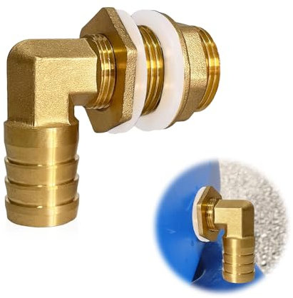 Riisoyu Conector para fontanería, pieza de conexión para tubo de agua de lluvia, paso del depósito en ángulo para barriles de lluvia o cisternas