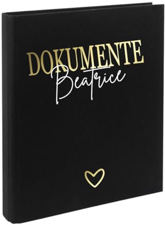 AWASG Dokumentenmappe Ordner - Personalisiert mit Namen - Ringbuch Leinen Familienordner zum Einsortieren von Unterlagen (schwarz)