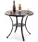 COSTWAY Table de Jardin Ronde 79 CM en Fonte d'Aluminium, Table d'Appoint d’Extérieur avec Trou pour Parasol Repose-Pieds Réglables, pour Patio Piscine Terrasse, Cuivre Rouge